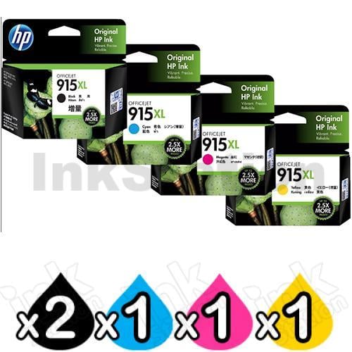 HP 5 Pack 915XL Genuine High Yield Inkjet Cartridge 3YM22AA3YM19AA