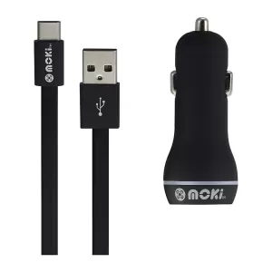 Moki USB-C to USB-A SynCharge Cable + Car Charger