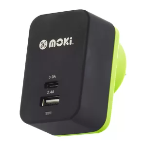 Moki Wall Charger - USB-A + USB-C 3.0 Rapid Charge