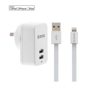 Moki Lightning to USB-A SynCharge Cable + Wall Charger
