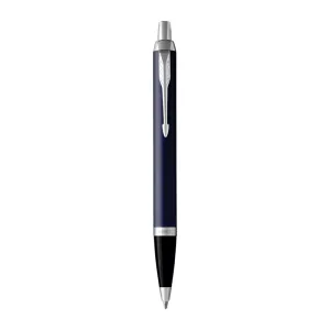 Parker IM Blue Lacquer Chrome Trim Ballpoint Pen Medium Tip Blue