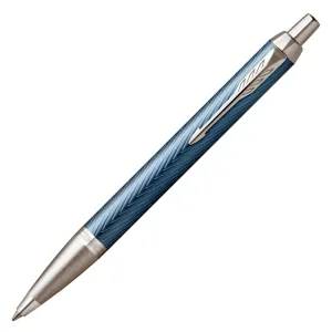 Parker IM Premium Blue Grey Lacquer Chrome Trim Ballpoint Pen