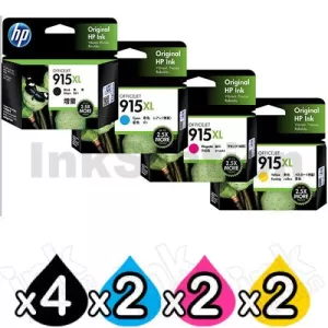 10 Pack HP 915XL Genuine High Yield Inkjet Cartridge 3YM22AA-3YM19AA [4BK,2C,2M,2Y]