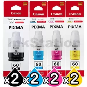 8-Pack Genuine Canon GI60 Ink Bottle [2BK,2C,2M,2Y]
