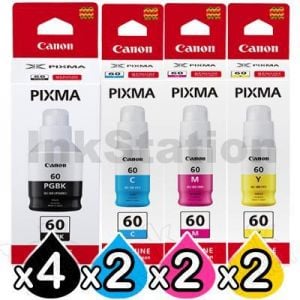 10-Pack Genuine Canon GI60 Ink Bottle [4BK,2C,2M,2Y]
