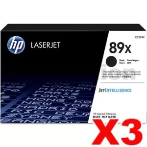 3 x HP 89X CF289X High Yield Genuine Black Toner Cartridge - 10,000 Pages