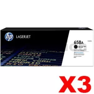 3 x HP 658A W2000A Genuine Black Toner Cartridge - 7,000 pages