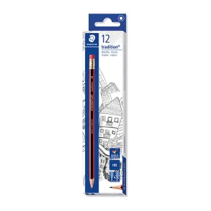Staedtler 112 Tradition Pencil With Eraser Tip HB Pack of 12