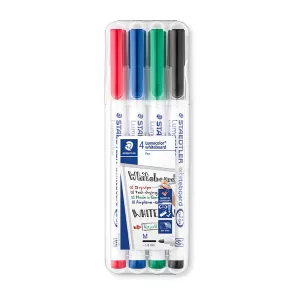 Staedtler 301 Lumocolor Whiteboard Marker Pen Assorted Colours 4 Pack