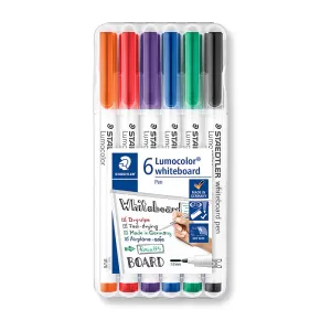 Staedtler 301 Lumocolor Whiteboard Marker Pen Assorted Colours 6 Pack