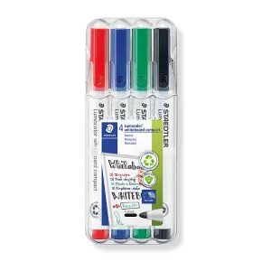 Staedtler 341 Lumocolor Compact Whiteboard Marker Assorted Pack of 4