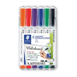Staedtler 341 Lumocolour Compact Whiteboard Marker Assorted Pack of 6