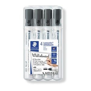 4 x Staedtler 351 Lumocolor Whiteboard Bullet Tip Marker Black