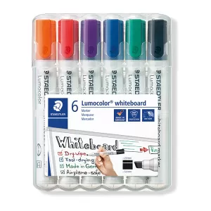 Staedtler 351 Lumocolor Whiteboard Marker Chisel Tip Assorted Pack of 6