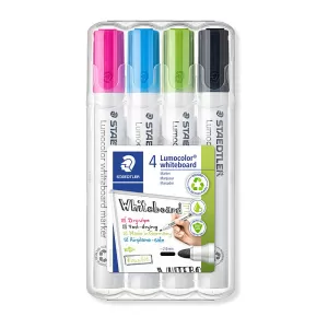 Staedtler 351 Lumocolor Whiteboard Marker Bullet Tip Bright Assorted Pack of 4