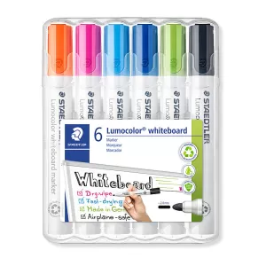 Staedtler 351 Lumocolor Whiteboard Marker Bullet Tip Bright Assorted Pack of 6
