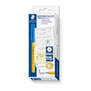 Staedtler 430 Fine Ballpoint Pen 0.7mm Blue Pack of 10