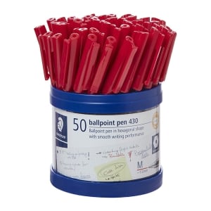 Staedtler 430 Medium Ballpoint Pen 1.0mm Red - Cup of 50