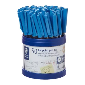 Staedtler 430 Medium Ballpoint Pen 1.0mm Blue - Cup of 50