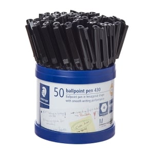 Staedtler 430 Medium Ballpoint Pen 1.0mm Black - Cup of 50