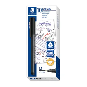 Staedtler Triangular Ballpoint Pen 1.0mm Black Pack of 10