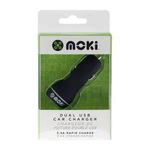 Moki Dual USB Car Charger - Black