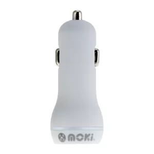 Moki Dual USB Car Charger - White