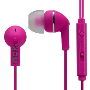 Moki Noise Isolation Earphones with Microphone - Pink