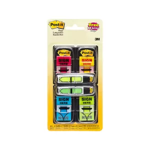 Post-It 680-SH4VA Flags Value Pack 25mm & 43mm Sign Here Assorted Colours 248 flags