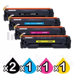 5 Pack HP CF500X-CF503X (202X) Compatible High Yield Toner Cartridges [2BK,1C,1M,1Y]