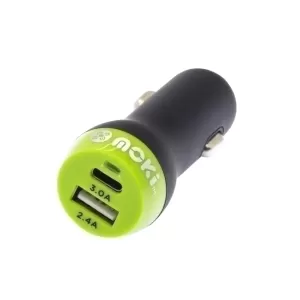 Moki Car Charger Plus - USB-A + USB-C Rapid Charge