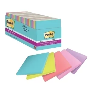 Post-it 654-24SSMIA Super Sticky Notes 76 x 76mm Supernova Neons 70 Sheets 24 Pack