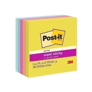 Post-It 654-5SSJOY Super Sticky Notes 76 x 76mm Summer Joy 90 Sheets 5 Pack
