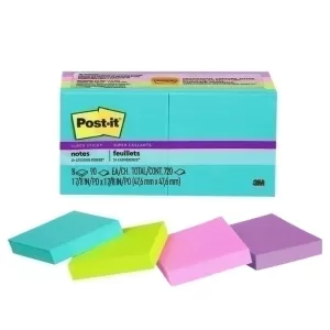 Post-It 622-8SSMIA Super Sticky Notes 47.6 x 47.6mm Supernova Neons 90 Sheets 8 Pack