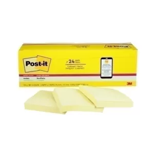 Post-It 654-24SSCP Super Sticky Notes 76 x 76mm Canary Yellow 90 Sheets 24 Pack
