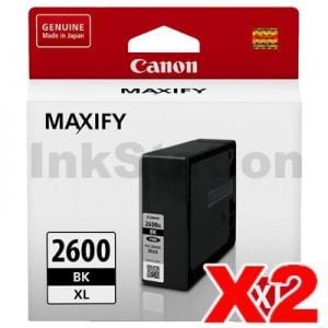 2 x Canon PGI-2600XLBK Genuine Black High Yield Ink Cartridge - 2,500 pages