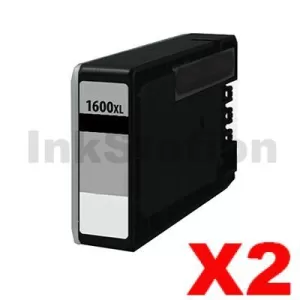 2 x Canon PGI-1600XLBK Compatible Black High Yield Ink Cartridge - 1,200 pages