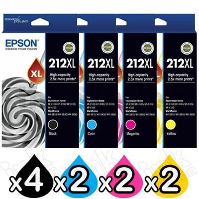Epson Genuine 212 Ink Value Pack C13T02R692 [1BK,1C,1M,1Y] - Ink ...