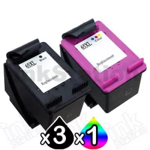 4 Pack HP 65XL Compatible High Yield Ink Combo N9K04AA + N9K03AA [3BK,1CL]