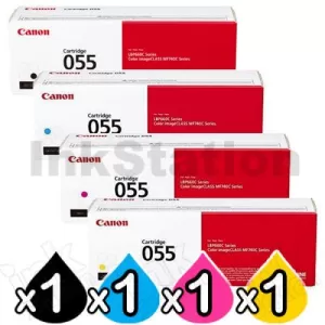 4 Pack Canon CART-055 Genuine Toner Cartridge Combo [1BK, 1C, 1M, 1Y]