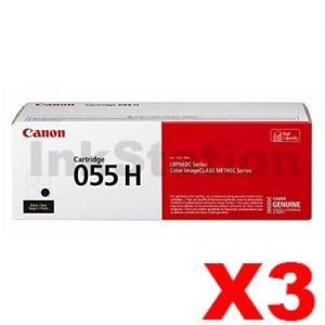3 x Canon CART-055HB Black High Yield Genuine Toner Cartridge - 7,600 pages