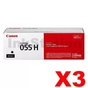 3 x Canon CART-055HB Black High Yield Genuine Toner Cartridge - 7,600 pages