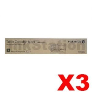 3 x Fuji Xerox DocuCentre SC2022 Genuine Black Toner Cartridge CT203024 - 12,500 pages