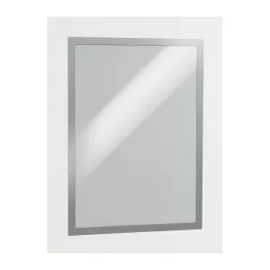 Durable Duraframe Self Adhesive Sign Holder A3 Silver 2 Pack