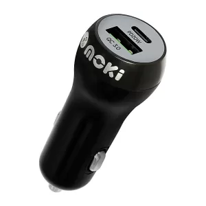 Moki PD & QC Car Charger USB-C 20W + USB QC 3.0