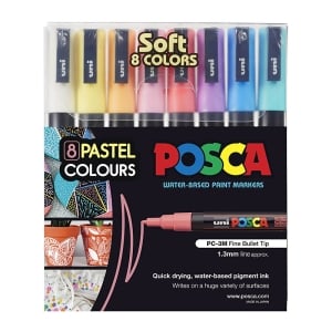 POSCA PC3M Paint Marker Fine Bullet Tip Pastel Colours 8 Pack