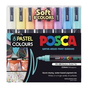 POSCA PC5M Paint Marker Medium Bullet Tip Pastel Colours 8 Pack