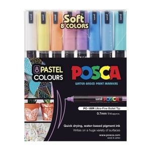 POSCA PC1MR Paint Marker Ultra Fine Tip Pastel Colours 8 Pack