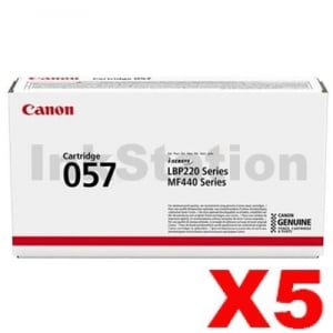 5 x Canon CART-057 Black Genuine Toner Cartridge - 3,100 pages