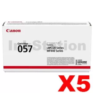 5 x Canon CART-057 Black Genuine Toner Cartridge - 3,100 pages